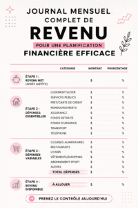 Image d'un journal mensuel pour la gestion financière avec des notes et un stylo