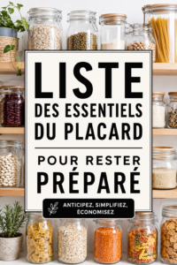 Liste d'épicerie d'essentiels pour une cuisine pratique et organisée