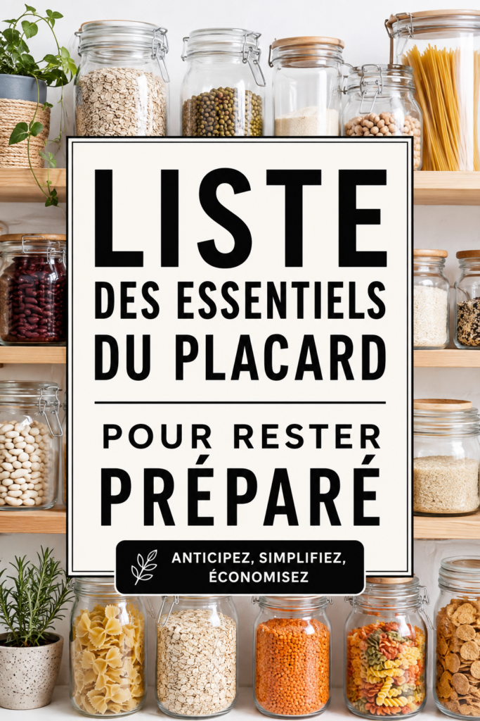 Liste d'épicerie d'essentiels pour une cuisine pratique et organisée