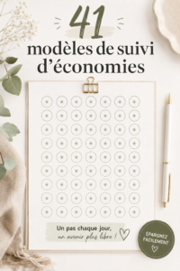 Illustration de modèles de suivi d'économies imprimables et colorés sur une table