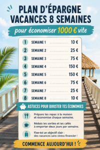Femme souriante avec des billets de banque pour son épargne vacances.