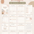 Un planificateur de budget imprimable ouvert sur une table avec des stylos et des notes.