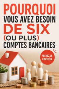 Femme examinant ses finances avec plusieurs comptes bancaires en arrière-plan.