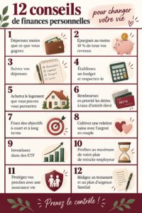 Femme souriante examinant ses finances et son budget avec des conseils en gestion budgétaire.