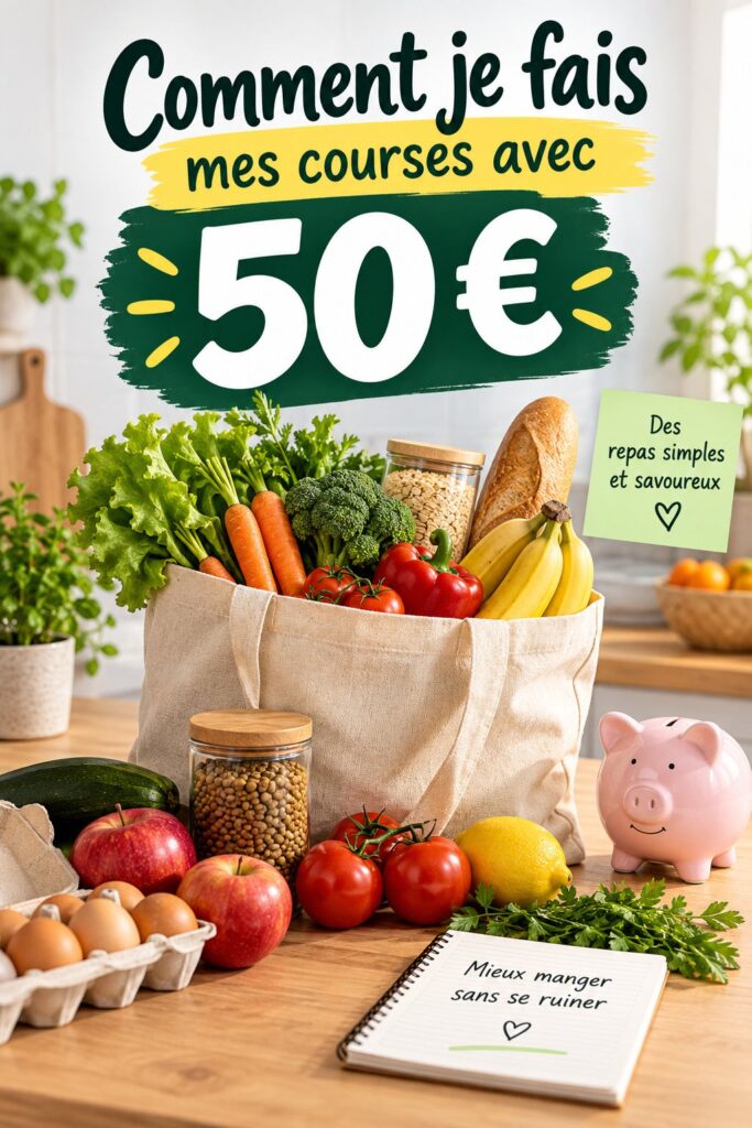 Femme faisant ses courses en respectant un budget de 50 $