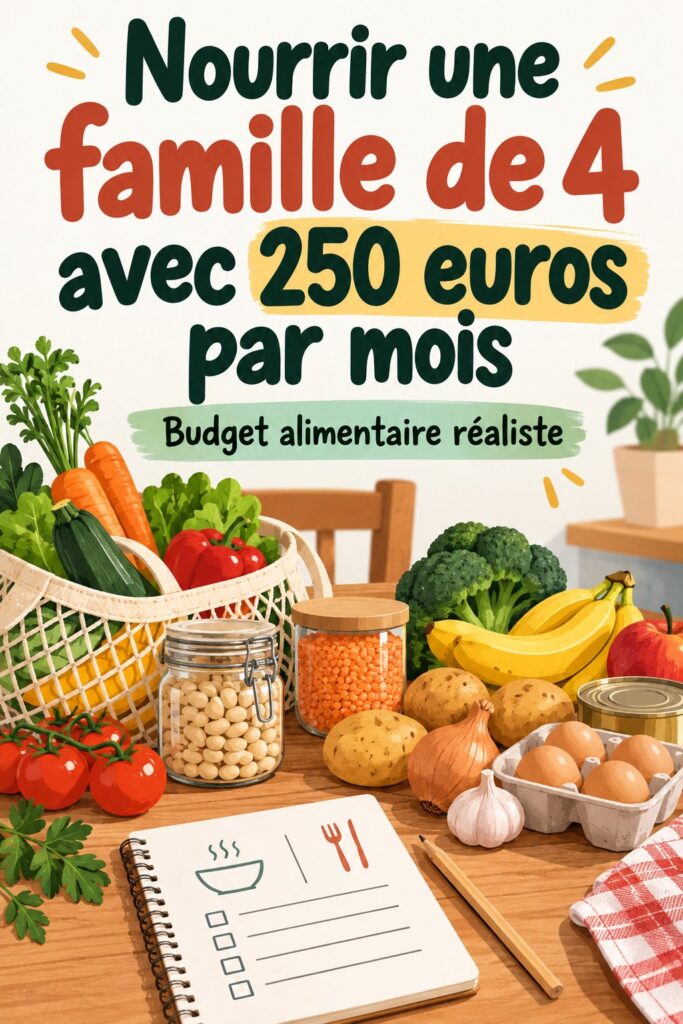 Budget alimentaire familial illustrant des repas économiques.
