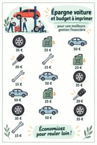 Femme examinant son budget automobile à l'aide d'un cahier et d'un calculator.
