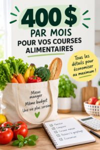Visuel d'un chariot de courses bien rempli représentant une gestion efficace du budget alimentaire.