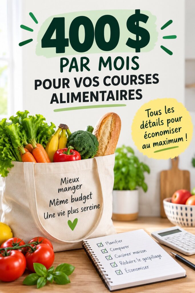 Visuel d'un chariot de courses bien rempli représentant une gestion efficace du budget alimentaire.