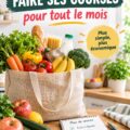 Femme souriante tenant une liste de courses pour le mois dans un supermarché.