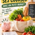 Un panier de courses rempli de produits frais et peu coûteux, symbolisant une gestion budgétaire efficace.