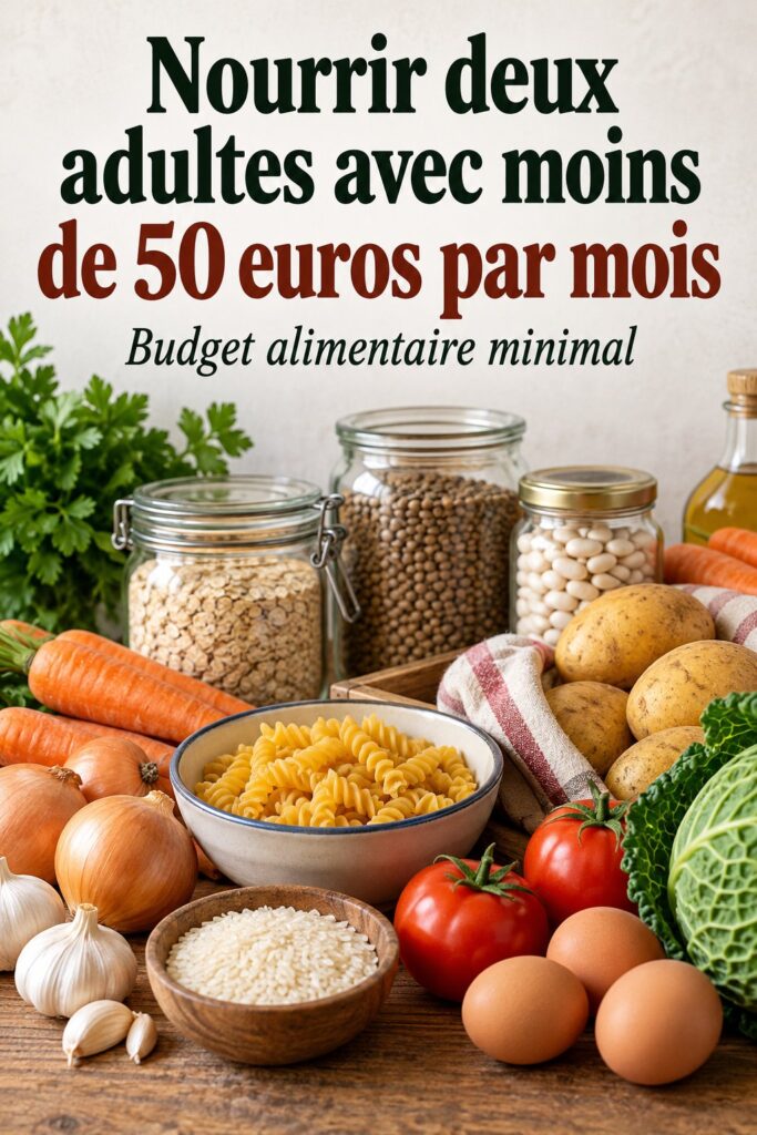 Présentation d'une liste de courses économiques pour deux adultes
