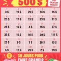 Une femme souriante tenant un tableau de défi d'économie avec des objectifs clairement définis.