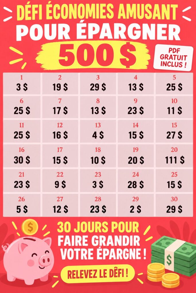 Une femme souriante tenant un tableau de défi d'économie avec des objectifs clairement définis.