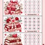 Une femme joyeuse montrant son traceur d'économies pour la Saint-Valentin sur son bureau.