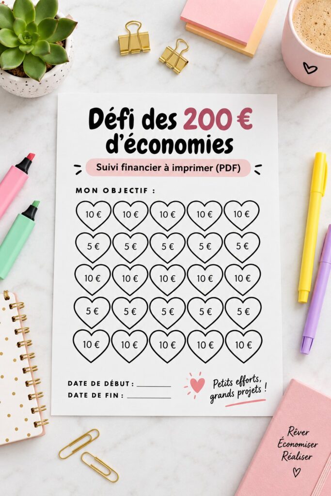 Une femme souriante montre un plan d'épargne sur une table, représentant l'engagement dans un défi d'épargne.