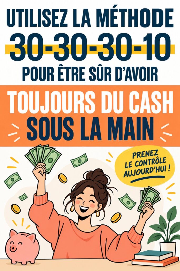Une infographie sur la méthode 30-30-30-10 pour gérer son budget