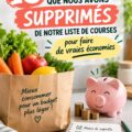 Image d'une liste de courses avec des articles barrés pour économiser dans son budget alimentaire.