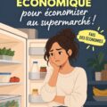 Photo d'une liste de courses économique sur une table avec des produits alimentaires, illustrant la gestion du budget.