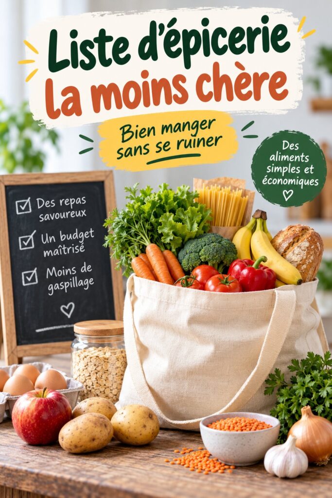 Une liste de courses économique avec des produits frais et saisonniers