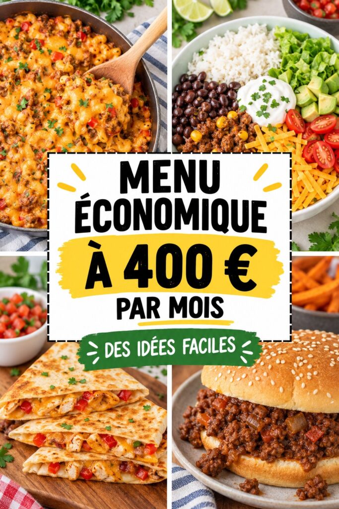 Plan de repas économique sur une table avec des ingrédients frais