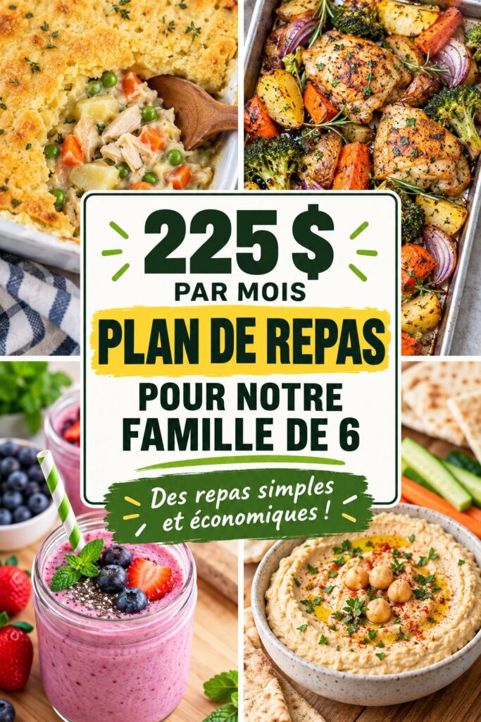 Plan de repas économique pour une famille de 6 personnes