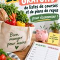 Un modèle de liste de courses coloré et convivial optimisé pour le budget.