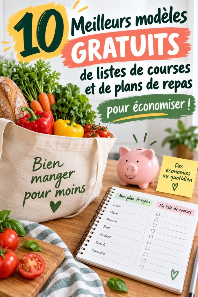 Un modèle de liste de courses coloré et convivial optimisé pour le budget.
