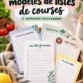 Modèles de listes de courses imprimés sur une table