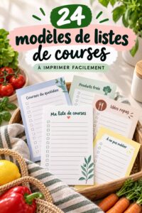Modèles de listes de courses imprimés sur une table