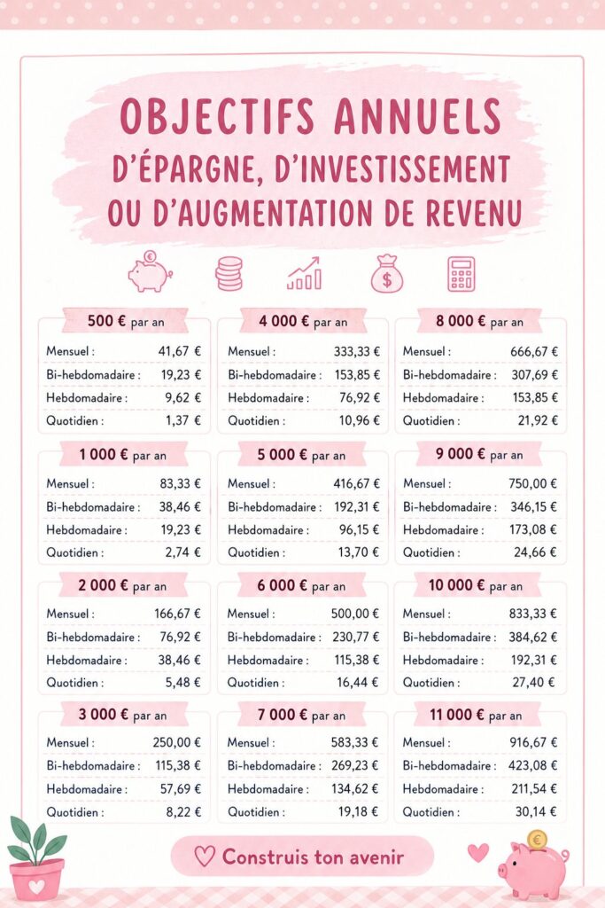 Une femme souriante examinant ses finances et définissant des objectifs d'épargne pour l'année.