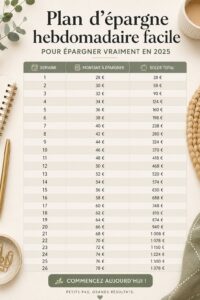 Femme souriante tenant un carnet de budget et un stylo, prête à planifier son épargne.