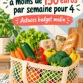 Une femme souriante en train de faire ses courses avec un budget limité