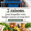 Femme en train de faire ses courses avec un budget gestionnaire à la main, représentant la planification financière
