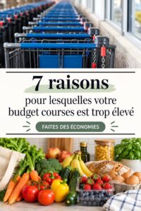 Femme en train de faire ses courses avec un budget gestionnaire à la main, représentant la planification financière