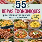Illustration de divers produits alimentaires abordables dans un panier de courses.