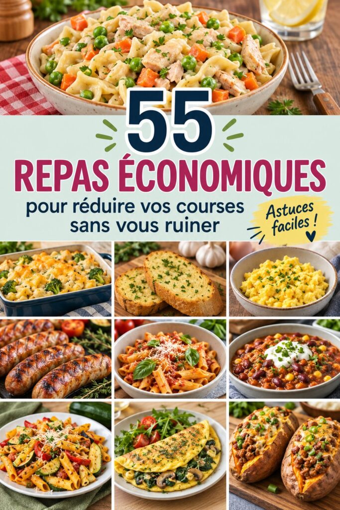 Illustration de divers produits alimentaires abordables dans un panier de courses.