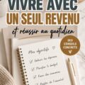 Femme souriante à la maison, organisant son budget familial, illustrant la gestion des finances avec un seul revenu.