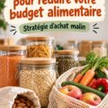 Bols en verre remplis de divers aliments en vrac, symbolisant une approche frugale et durable pour les courses.