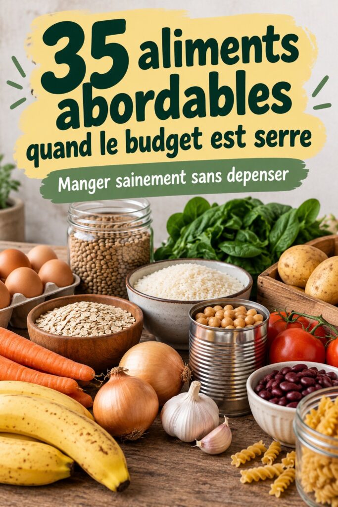Assortiment d'aliments économiques et variés sur une table