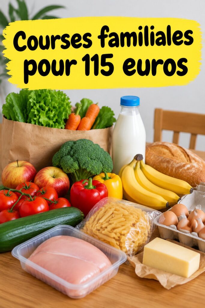 Un panier de courses rempli de produits alimentaires sains pour une famille