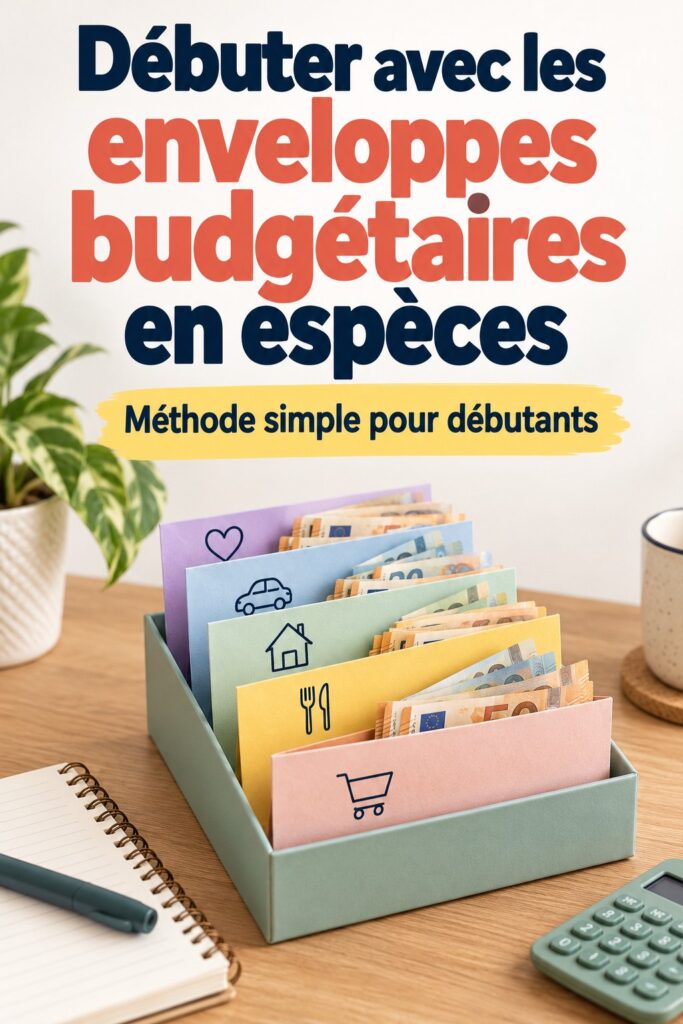 Image d'enveloppes colorées sur une table symbolisant la gestion budgétaire en espèces.