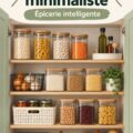 Une cuisine bien organisée avec un garde-manger capsule rempli d'ingrédients essentiels.