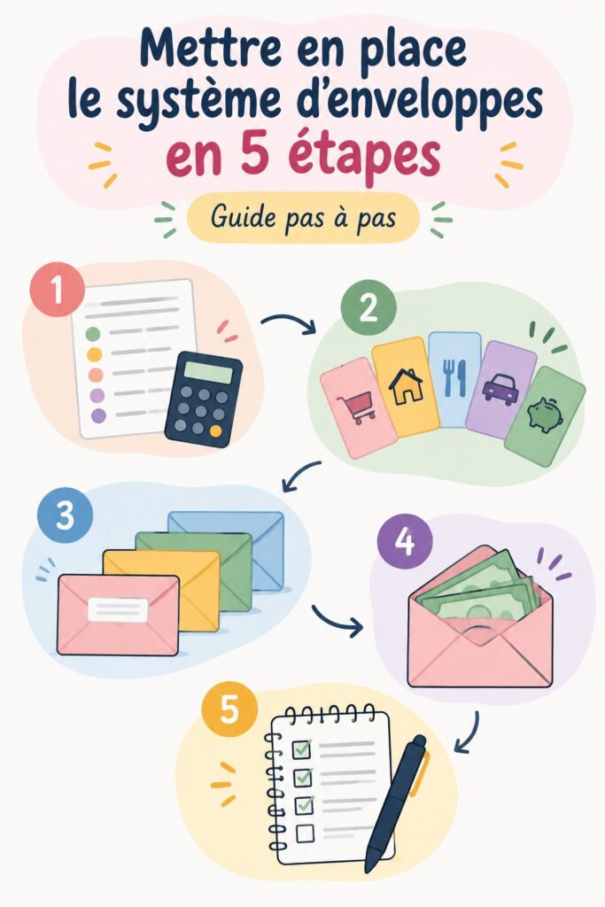 Femme organisant un budget avec des enveloppes colorées