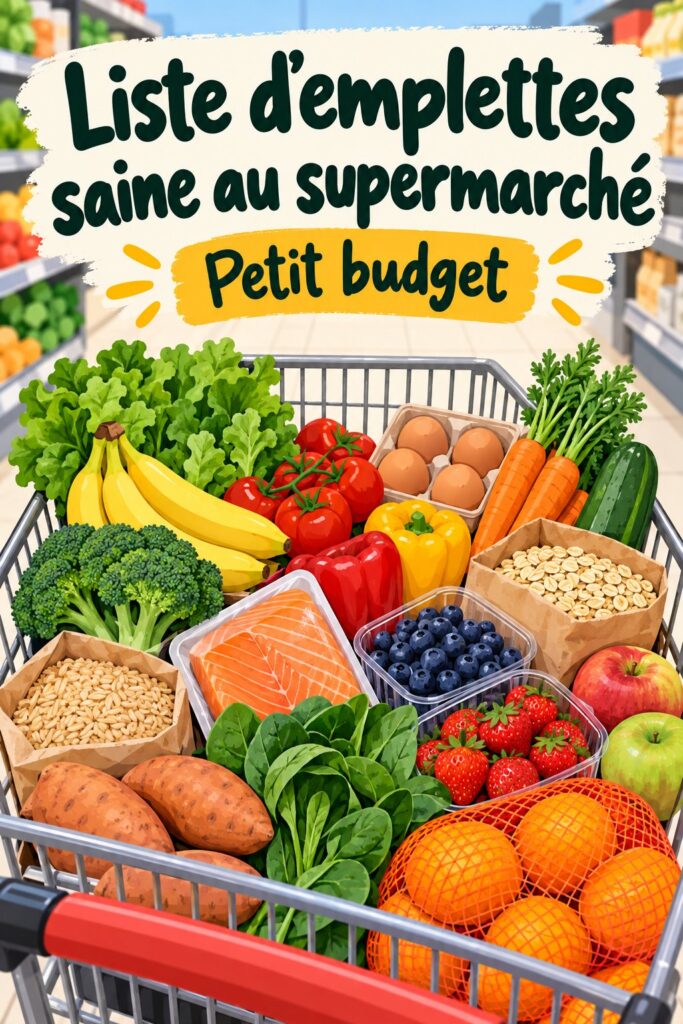 Une liste d'achats santé pour faire des courses chez Walmart avec des économies en tête.