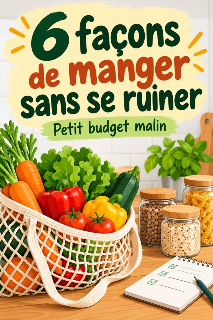 Femme préparant un repas sain et économique dans sa cuisine.