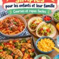 Repas familiaux simples et savoureux avec ingrédients Aldi en arrière-plan.