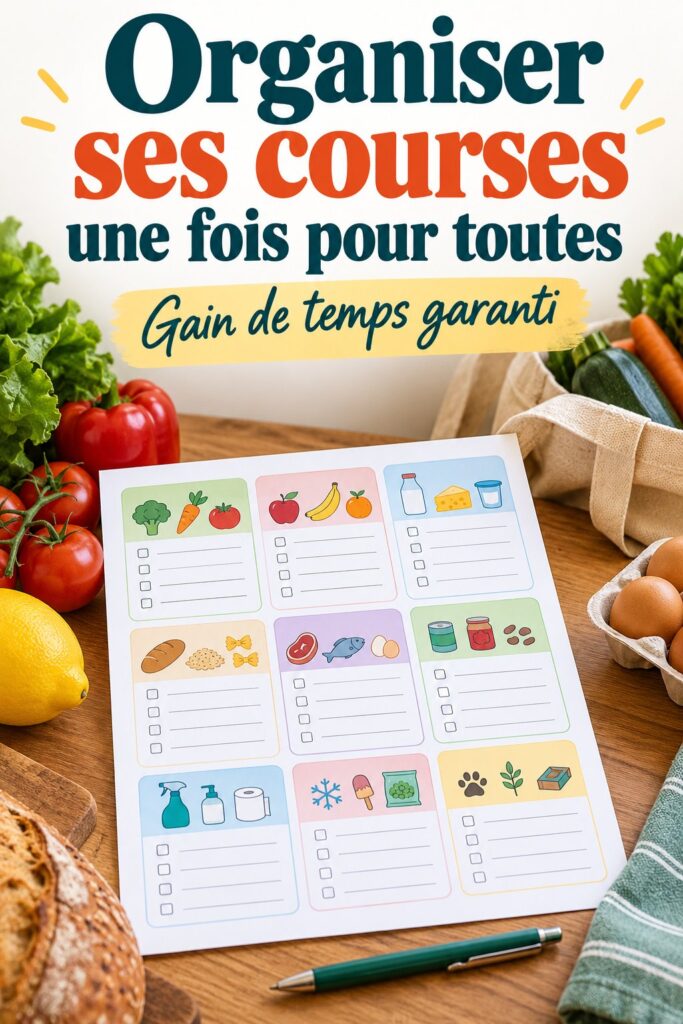 Femme utilisant une liste de courses pour planifier ses achats au supermarché