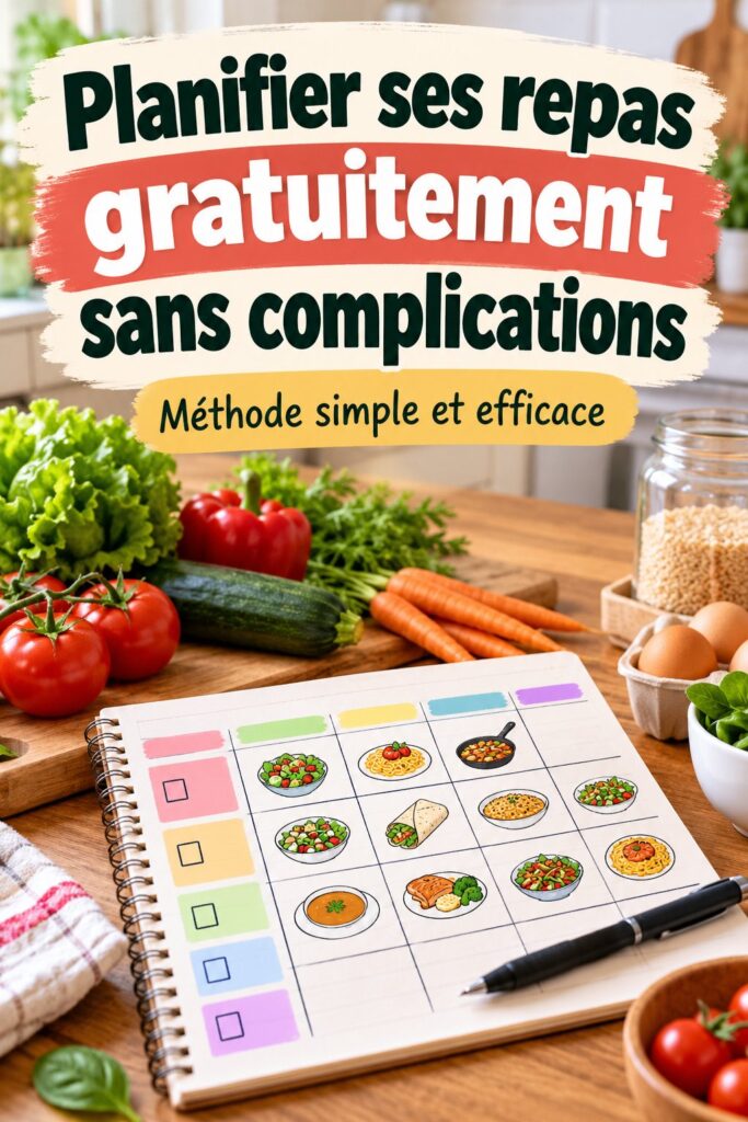 femme souriante utilisant un planner de repas pour organiser ses menus hebdomadaires