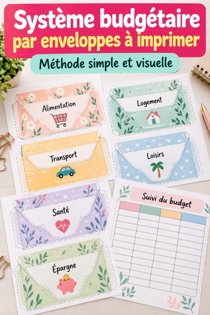 Système budgétaire par enveloppes à imprimer, organisé et coloré